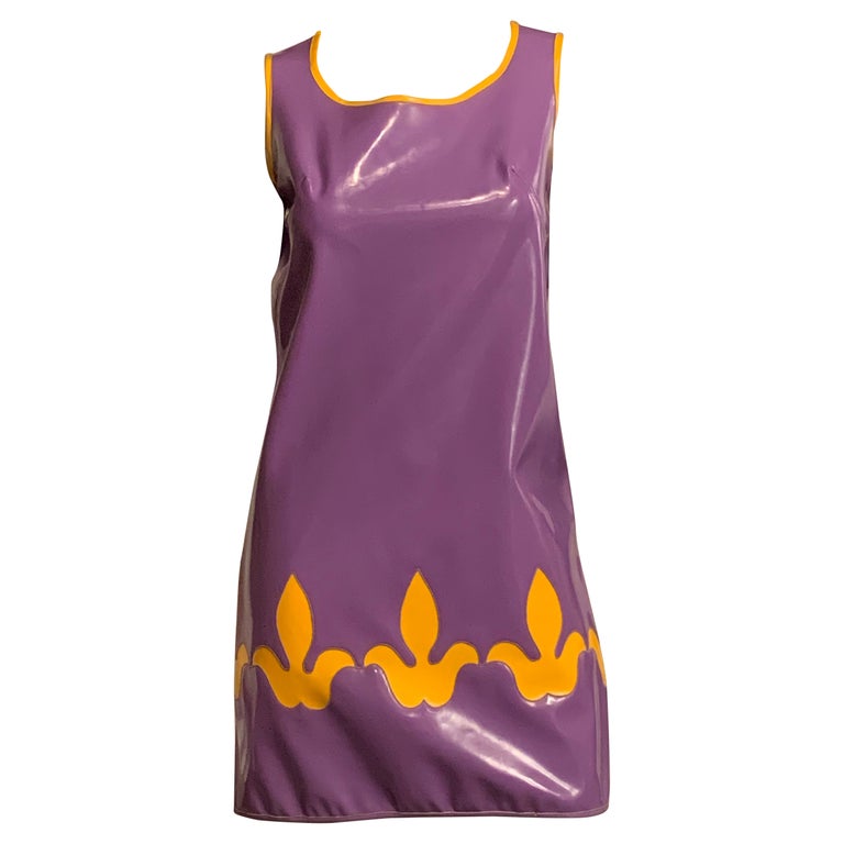 1960’s Tuffin and Foale Youthquake Lavender and Yellow Vinyl Dress Never Worn at 1stDibs