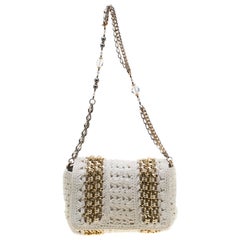 Dolce & Gabbana White Crochet Fabric Miss Charles Shoulder Bag