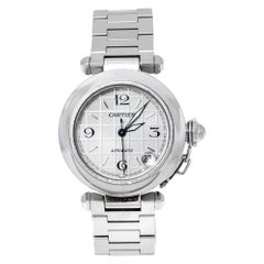 Cartier White Stainless Steel Pasha de Cartier 2324 Women's Wristwatch 35 mm