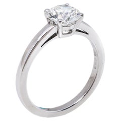 Bvlgari Griffe 1.13ct Solitaire Diamond Platinum Ring Size 52
