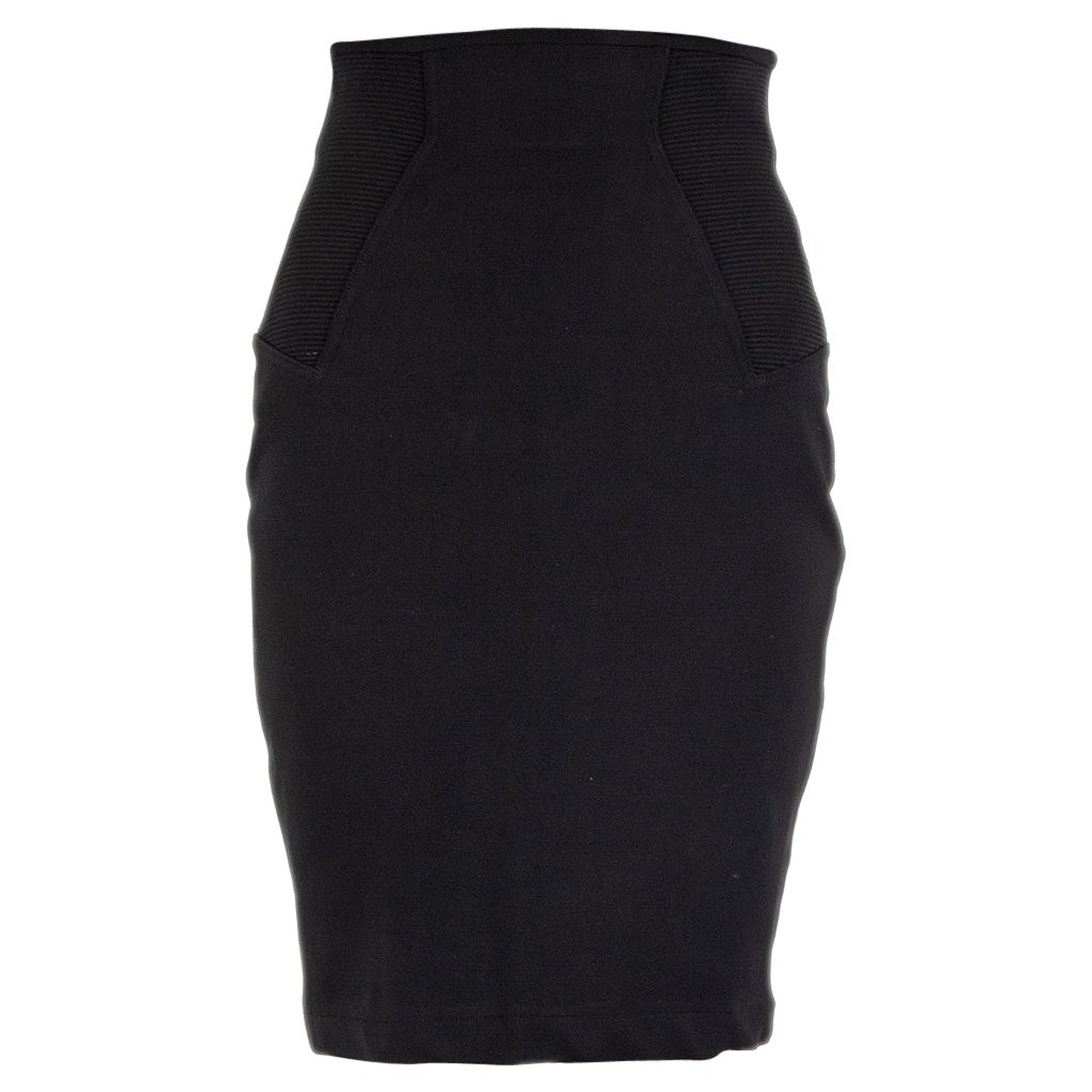 Alaia black rayon Stretch Knit Mini Skirt L For Sale