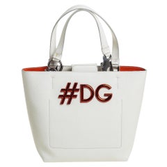 Dolce & Gabbana White Leather Beatrice Tote