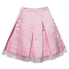 Christian Dior Pink Sateen Silk Trim Box Pleated Mini Skirt M