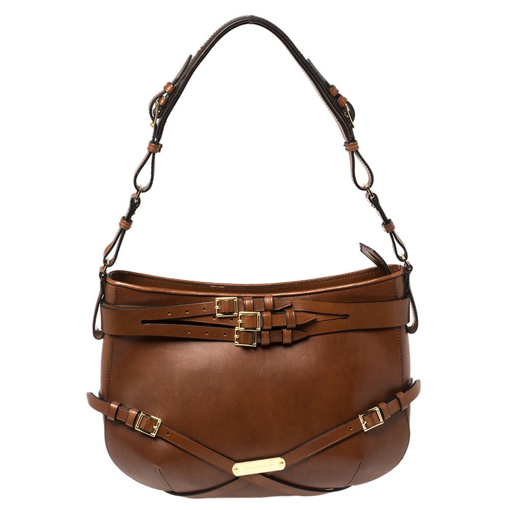 Burberry Brown Leather Small Bridle Dutton Hobo