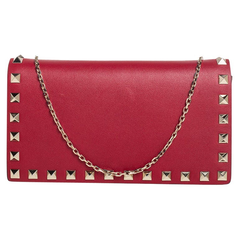 Valentino Red Rockstud Wallet on Chain at 1stDibs