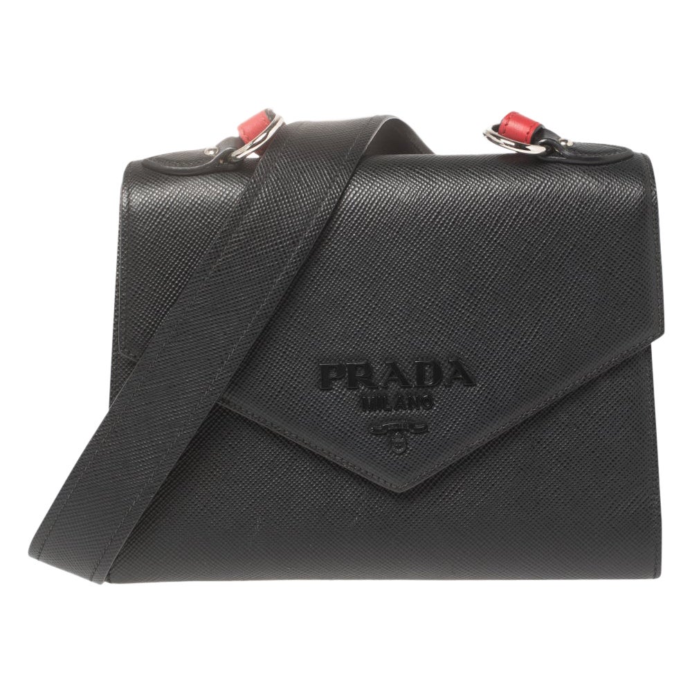 Prada Black Saffiano Cuir Leather Monochrome Shoulder Bag