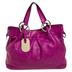 Mulberry Magenta Leather Metal Plate Charm Shoulder Bag