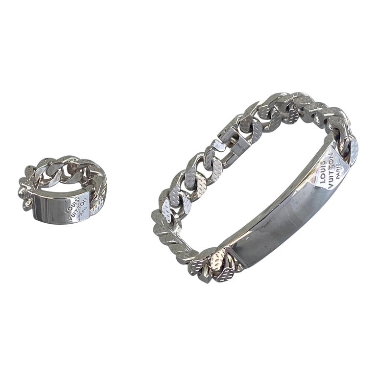 Louis Vuitton LV Chain Links Bracelet Palladium Metal. Size L