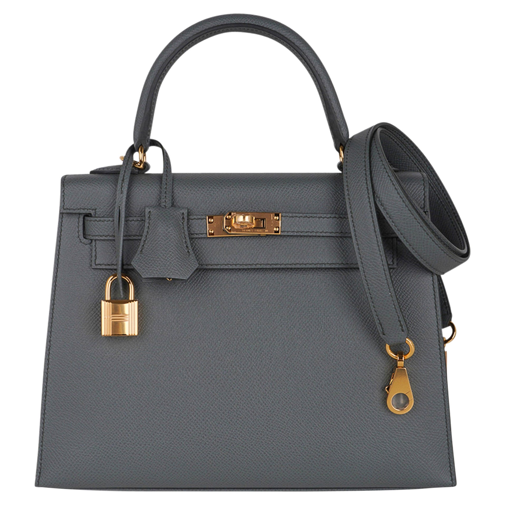 Hermes Kelly 25 Sellier Bag Etoupe Epsom Leather with Gold Hardware –  Mightychic