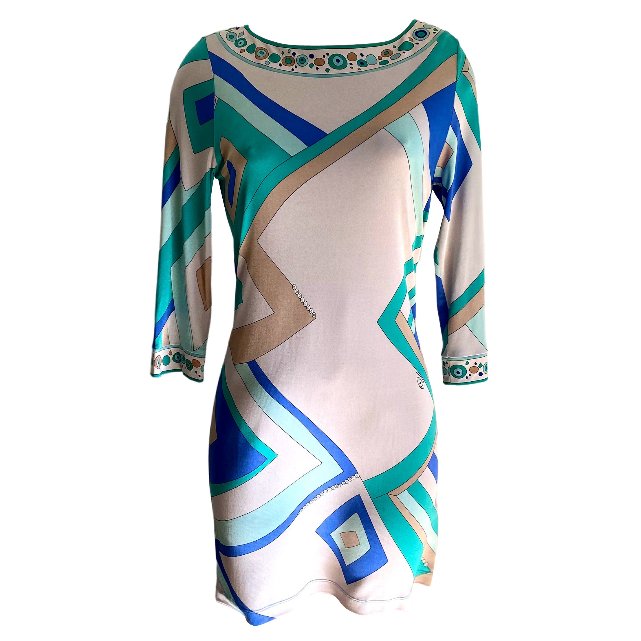 Blue Mix-Print INES shift dress Flora Kung NWT - 'Imperfect' For Sale