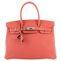 Hermes Birkin Handbag Rose Jaipur Clemence with Palladium Hardware 30