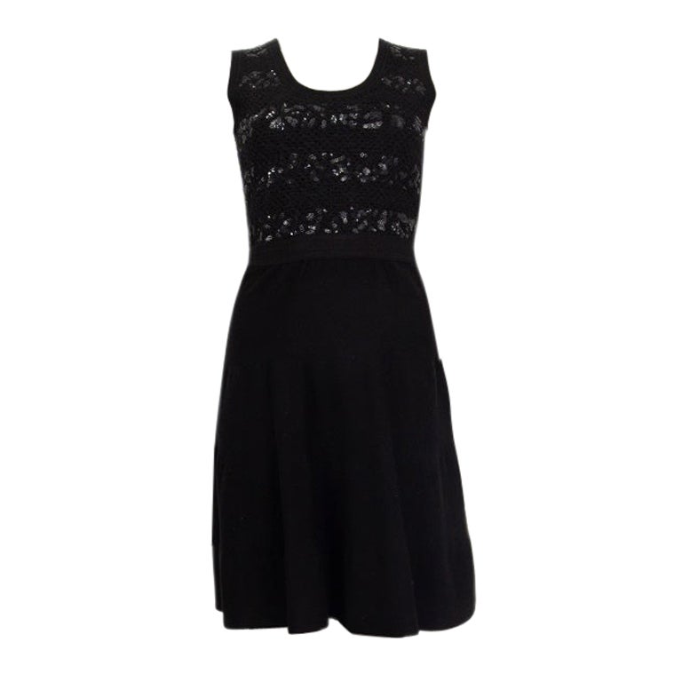 CHRISTIAN DIOR black cotton SEQUIN EMBELLISHED Sleeveless Knit Dress 38 S For Sale