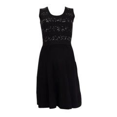 CHRISTIAN DIOR black cotton SEQUIN EMBELLISHED Sleeveless Knit Dress 38 S