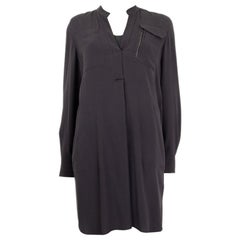 BRUNELLO CUCINELLI grey silk Long Sleeve Shirt Dress S