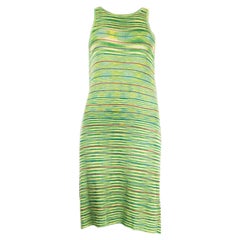 MISSONI lime green viscose STRIPED Sleeveless Knit Dress 40 S