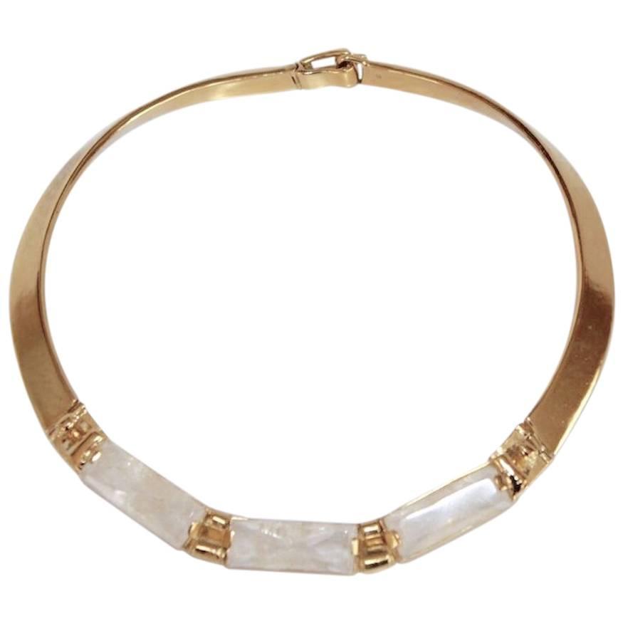 Goossens Paris Rock Crystal and Yellow Gold Torque Necklace at 1stdibs