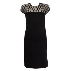 GUCCI black viscose LACE TOP Short Sleeve Sheath Dress S