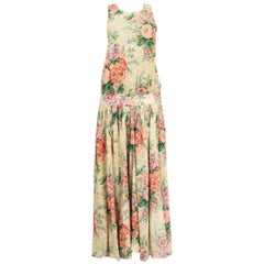 ZIMMERMANN gelbes ärmelloses MAXI-Kleid aus Baumwolle FLORAL 2 S
