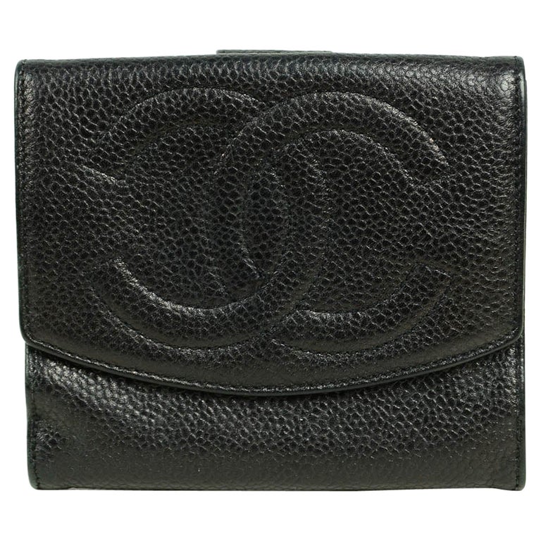 Chanel Black Caviar Leather Timeless CC Compact Wallet For Sale at 1stDibs