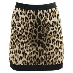 Balmain Leopard Jacquard Stretch Knit Mini Skirt FR 36 UK 8