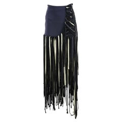 Esteban Cortazar Fringed Ottoman Cady Maxi Skirt FR 36 UK 8