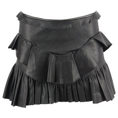 Isabel Marant Mini gonna in pelle elasticizzata con volant color ciano FR 38 UK 10