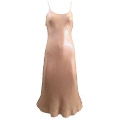 Vintage 1970s HALSTON blush pink sequin dress