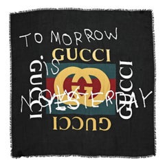 Gucci Black Modal Silk Coco Capitan Logo Scarf