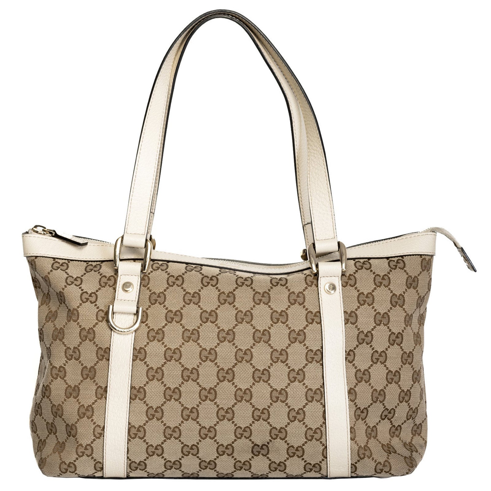 Gucci GG Abbey Beige Canvas Tote Bag For Sale at 1stDibs