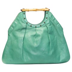 Gucci Vintage Green Tom Ford Bamboo Handle Hobo Bag