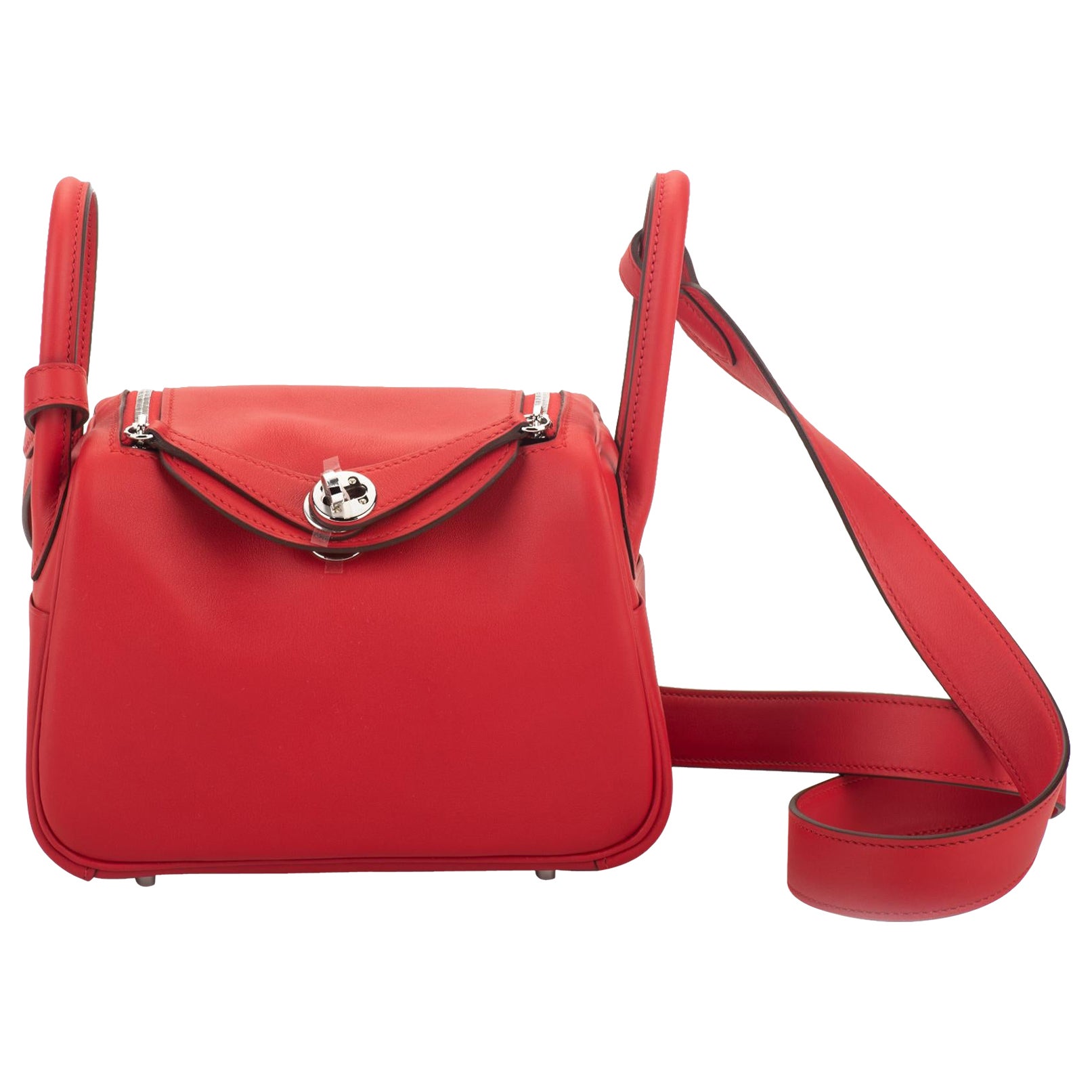 New Hermes Mini Lindy Rouge De Coeur Swift Bag