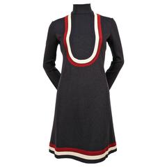 1960's PIERRE CARDIN charcoal wool A-line dress