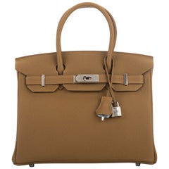 New in Box Hermes Birkin 30 Bronze Verso Blume Bag Limited Edition