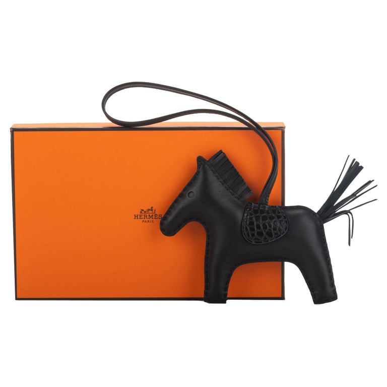 New Hermès So Black Touch Croc Rodeo Bag Charm For Sale at 1stDibs