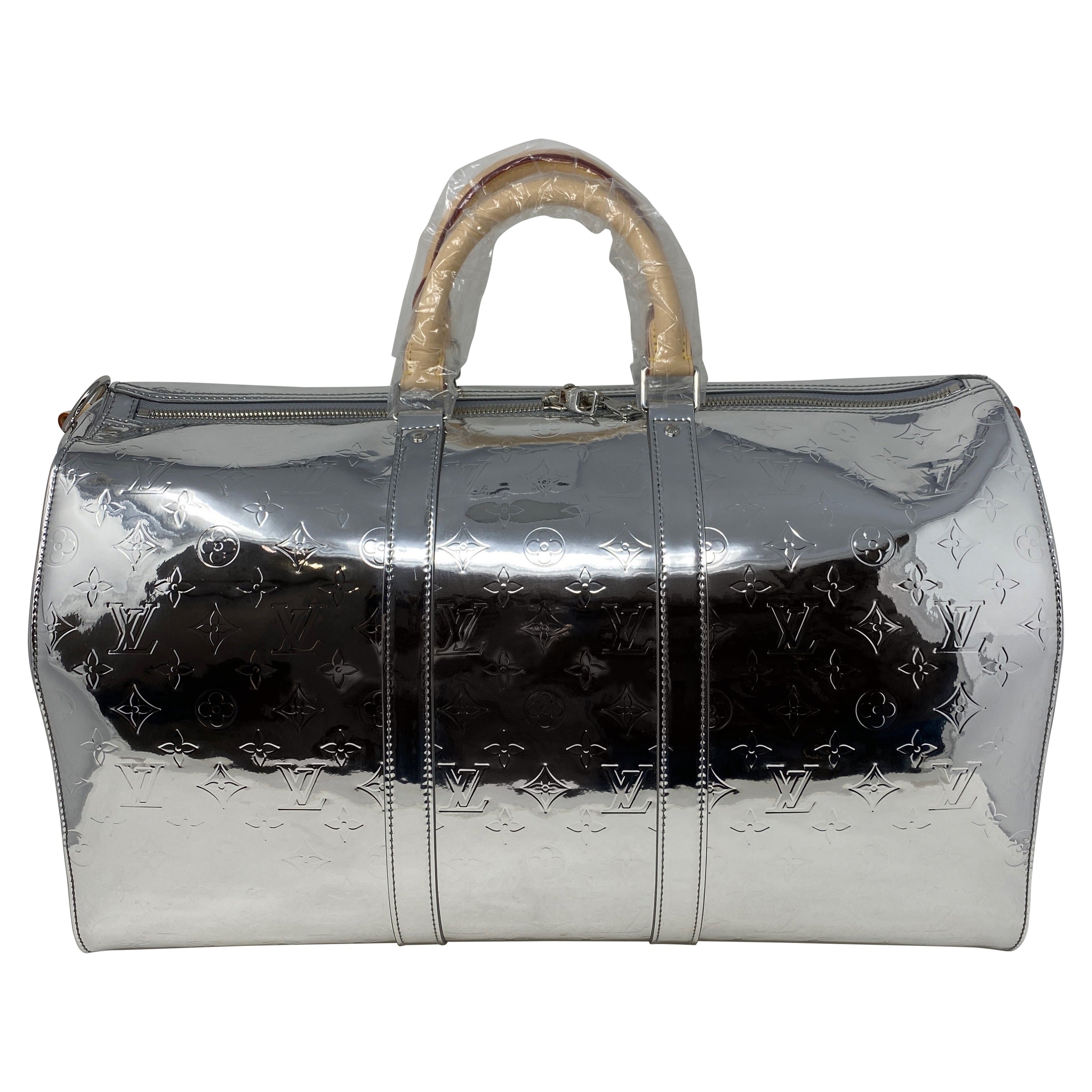 Louis Vuitton Virgil Abloh Miroir Silver Monogram Mirror Keepall  Bandouliere Leather ref.350234 - Joli Closet