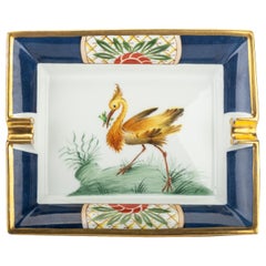 Hermès Bird Porcelain Blue Gold Ashtray