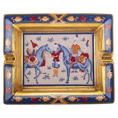 Hermes Blue & Gold Indian Ashtray