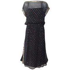 1970s black silk sequin dress