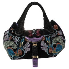 Used Fendi Multicolor Embroidered Squirrel Velvet Spy Bag