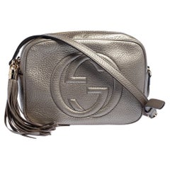 Used Gucci Metallic Beige Leather Small Soho Disco Crossbody Bag