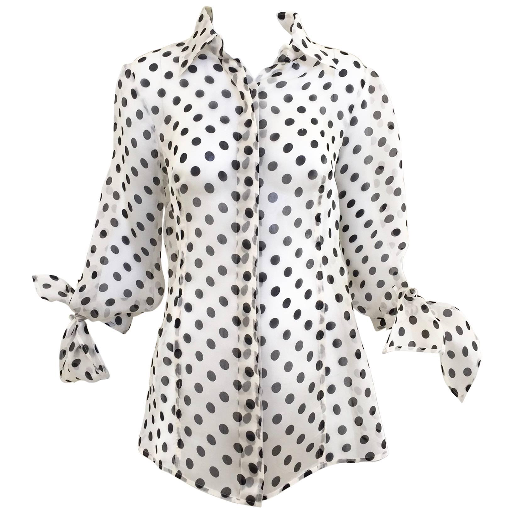 90s GIANFRANCO FERRE silk organza polka-dot blouse