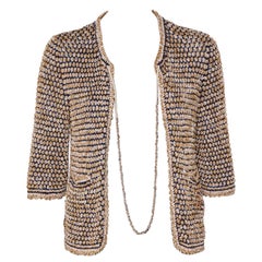 Chanel Multicolor Knit Chain Detail Open Front Cardigan M