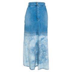 Chanel Blauer Lightwash Denim Midirock L