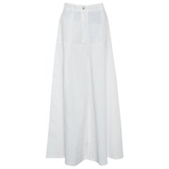 Chanel White Cotton Wide Leg Pants L