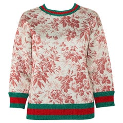 Gucci Floral Printed Neoprene Contrast Trim Sweatshirt S