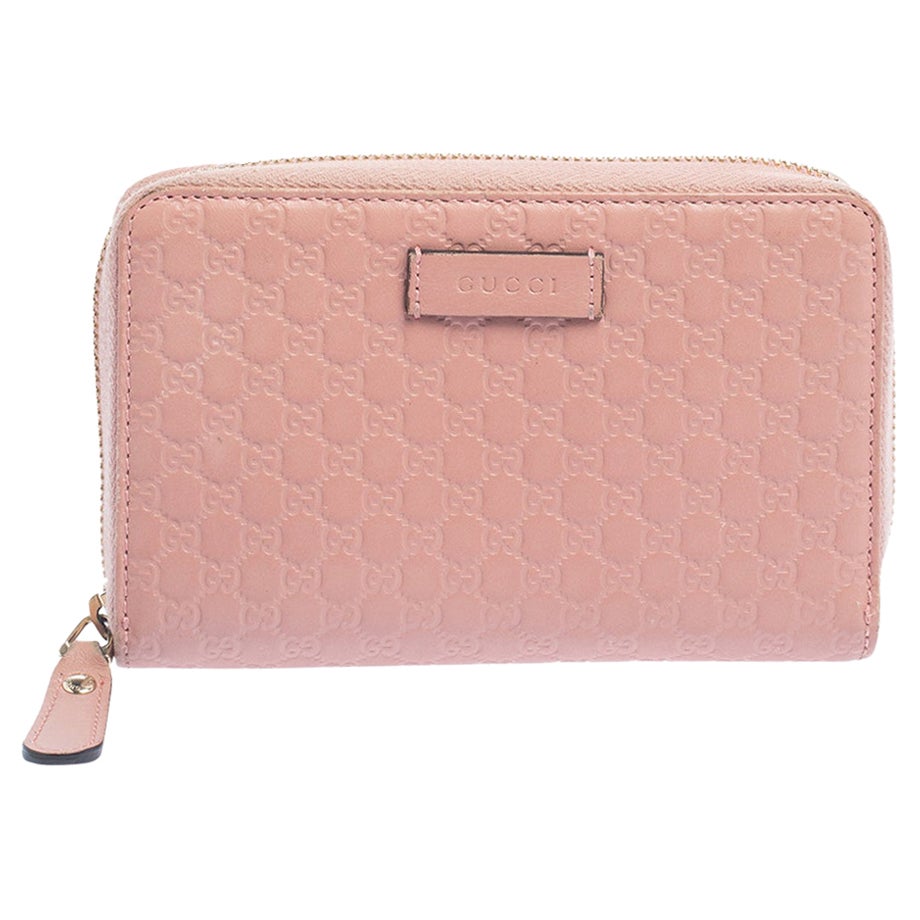 Gucci Pink Microguccissima Leather Zip Around Wallet