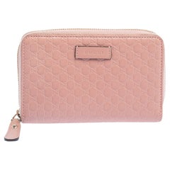 Gucci Rosa Microguccissima Leder Zip um Brieftasche