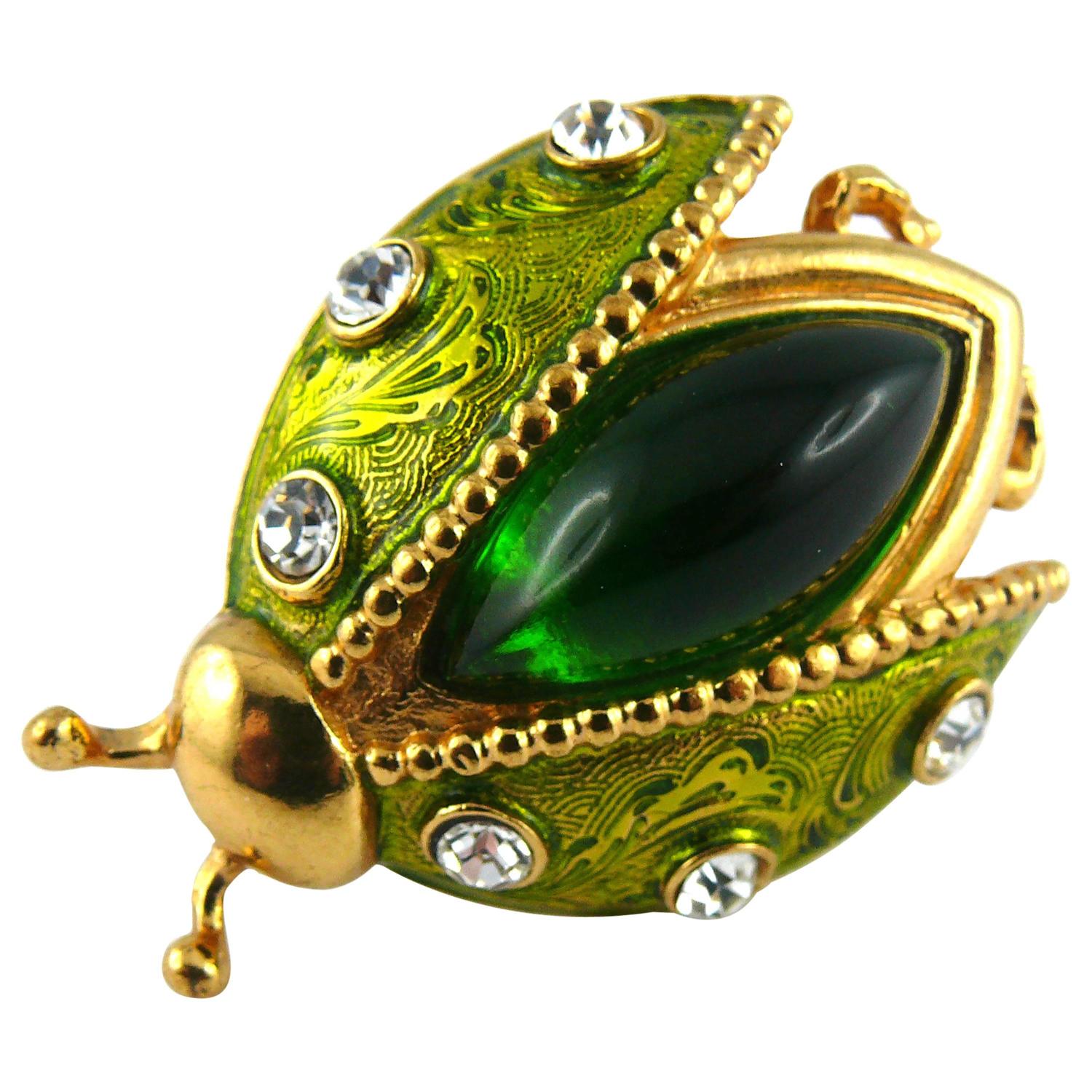 Christian Dior Vintage Rare Jeweled Ladybug Brooch For Sale at 1stdibs