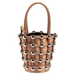 Alexander Wang Metallic Rose Gold Satin Woven Studded Bucket Bag