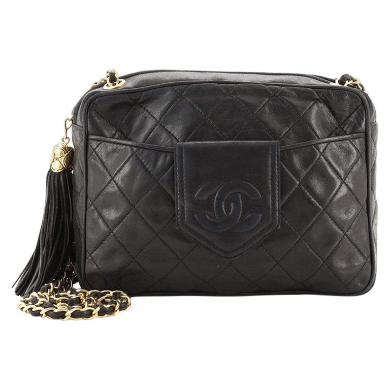 Chanel Vintage Camera Tassel Bag Quilted Leather Medium